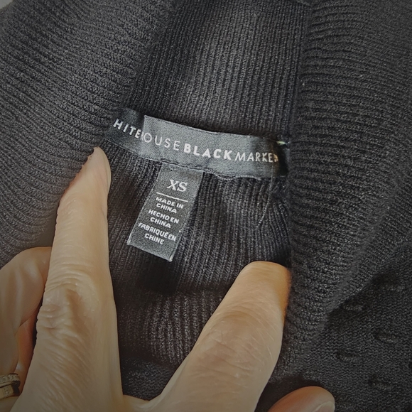 White House black market PLEATED Balloon Sleeve Black Turtle Neck Sweater - Picture 4 of 7